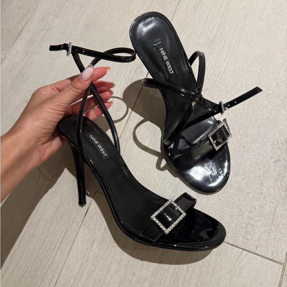 Nine West Black patent black Strappy Heels
